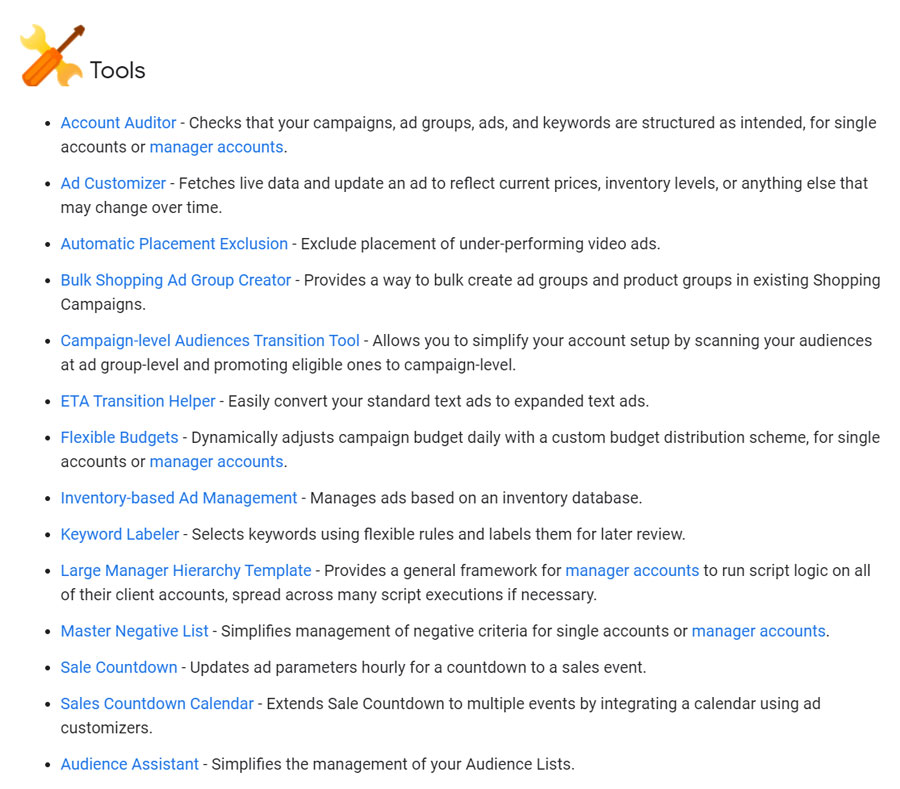 Google Ads Scripts Tools