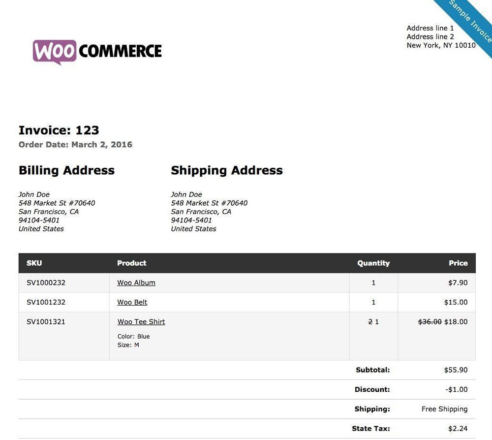 WooCommerce Print Invoices and Packing Lists